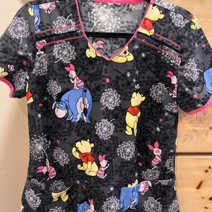 Disney Character Print Scrub Top